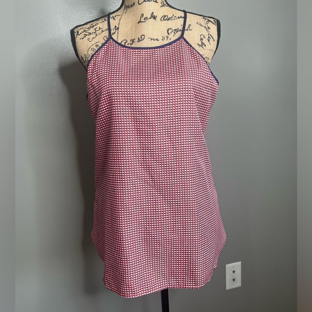 Ann Taylor factory top blouse size LP red white blue‎ summer travel office